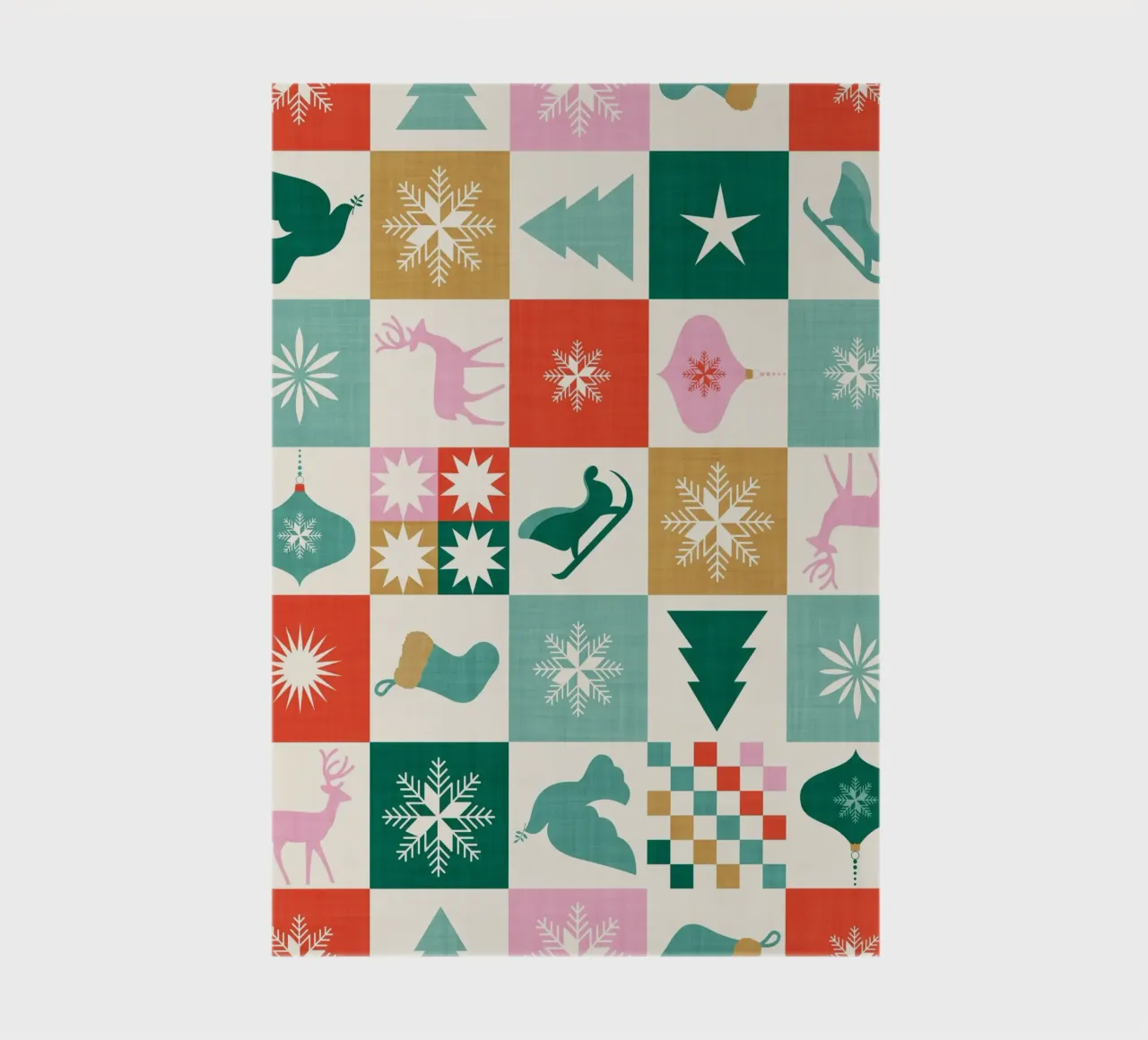 Retro Holiday Icon checks Pattern • teal ochre red Pink notebook by Dominique Vari