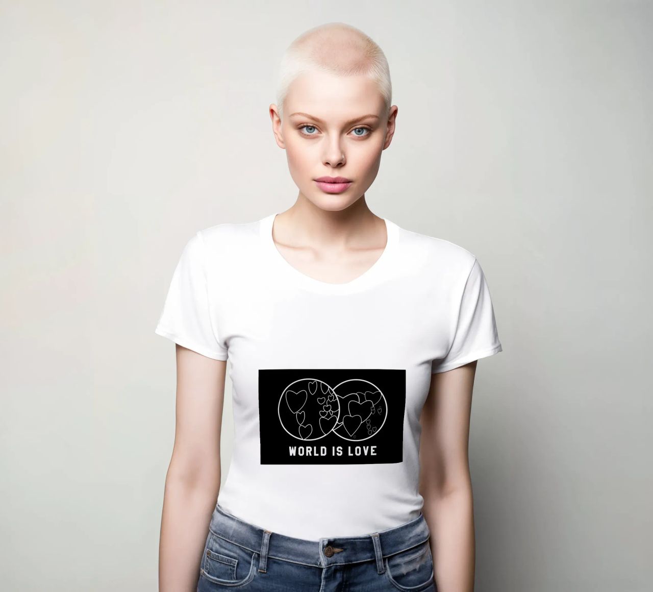 World Is Love Black dames t-shirt getailleerd van FRAICHE