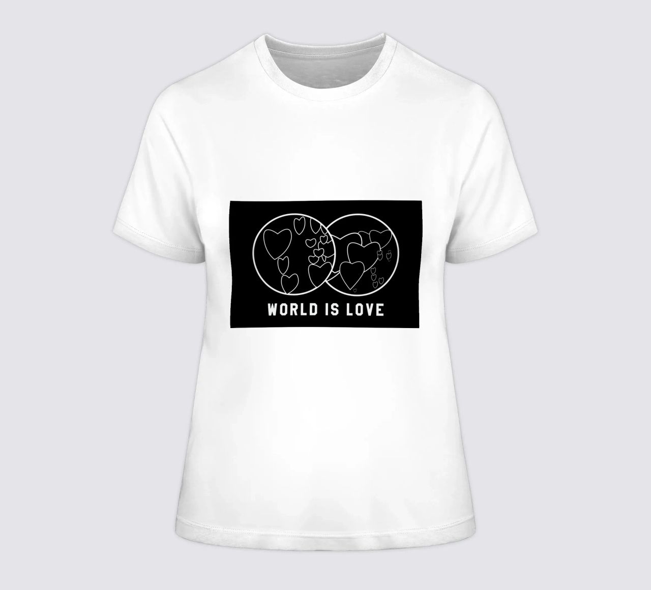 World Is Love Black dames t-shirt getailleerd van FRAICHE