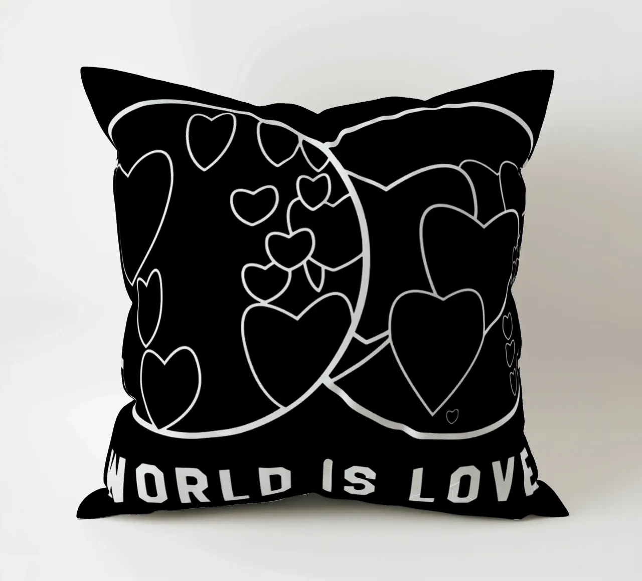 World Is Love Black kussen van FRAICHE