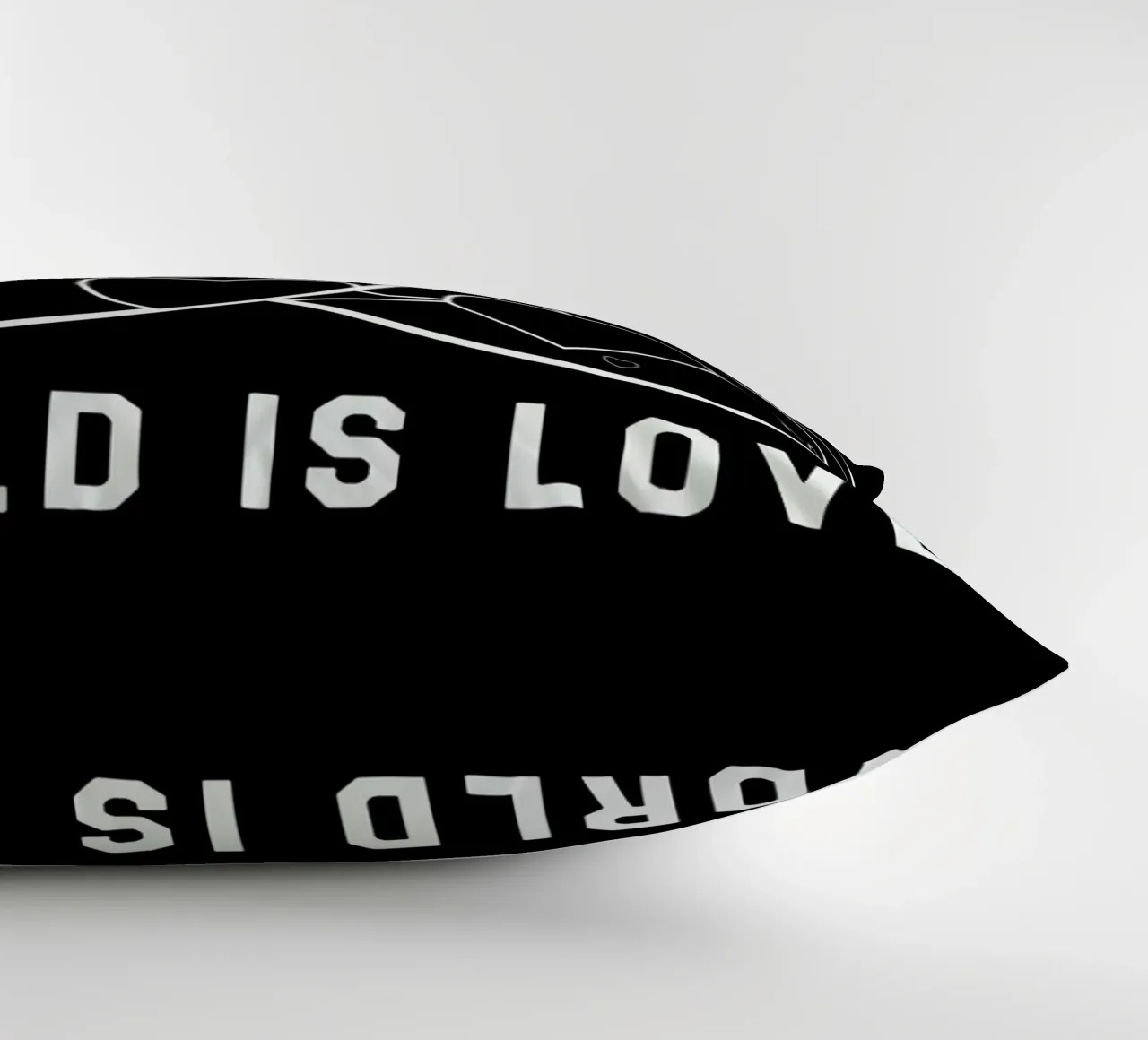World Is Love Black kussen van FRAICHE