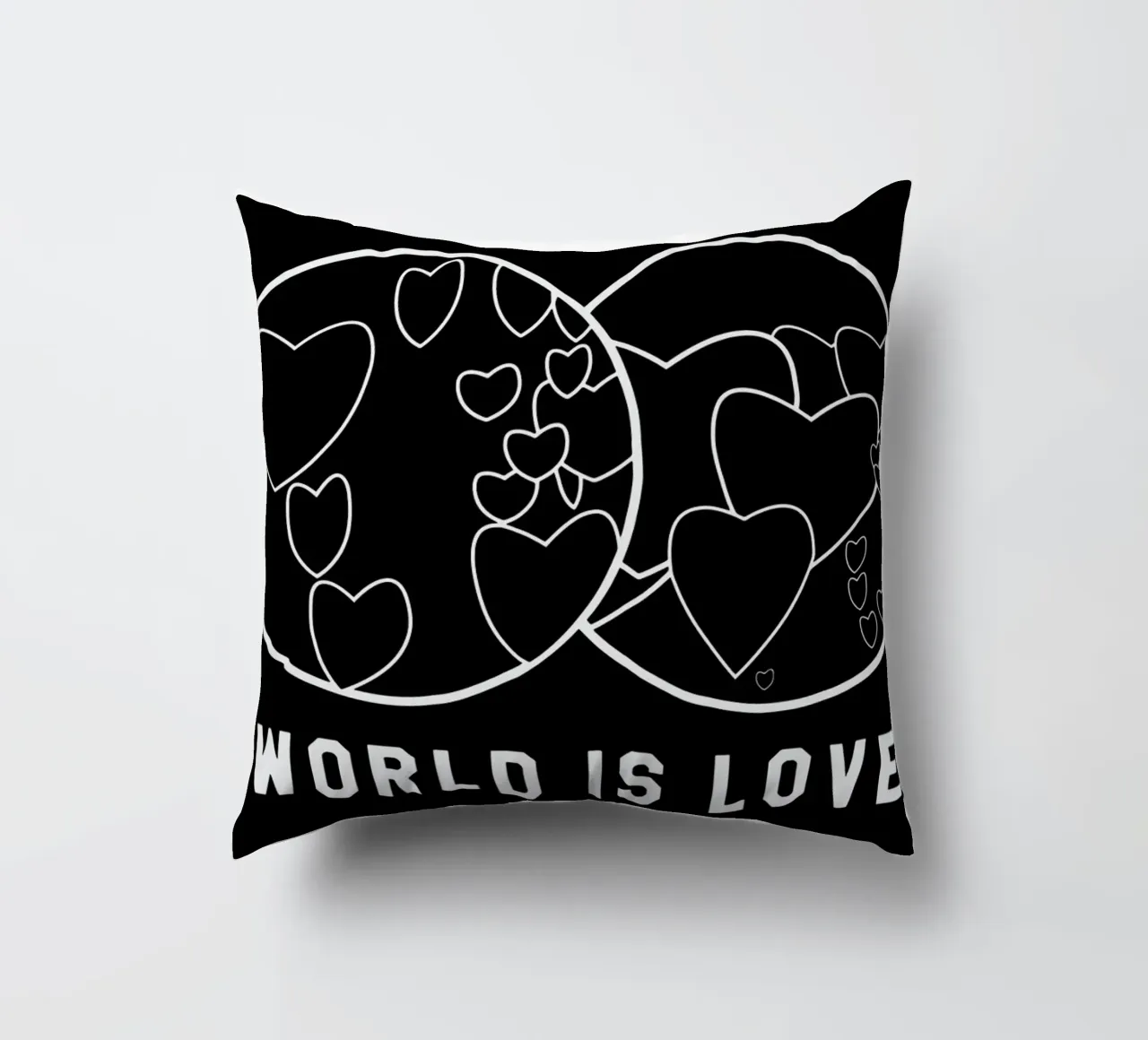 World Is Love Black kussen van FRAICHE
