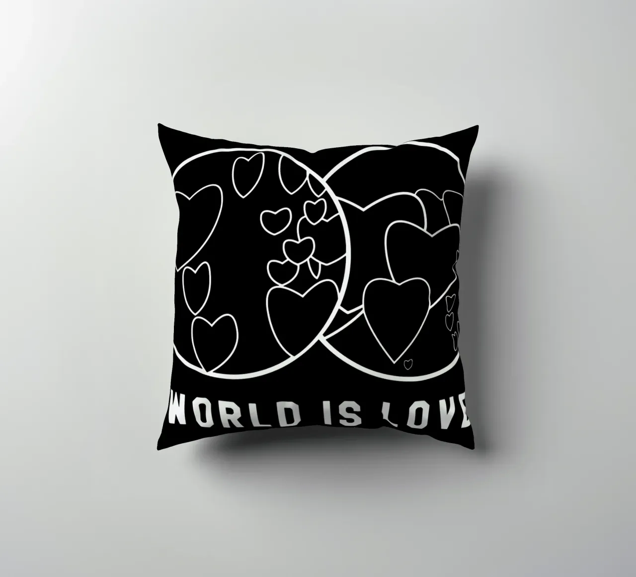 World Is Love Black kussen van FRAICHE