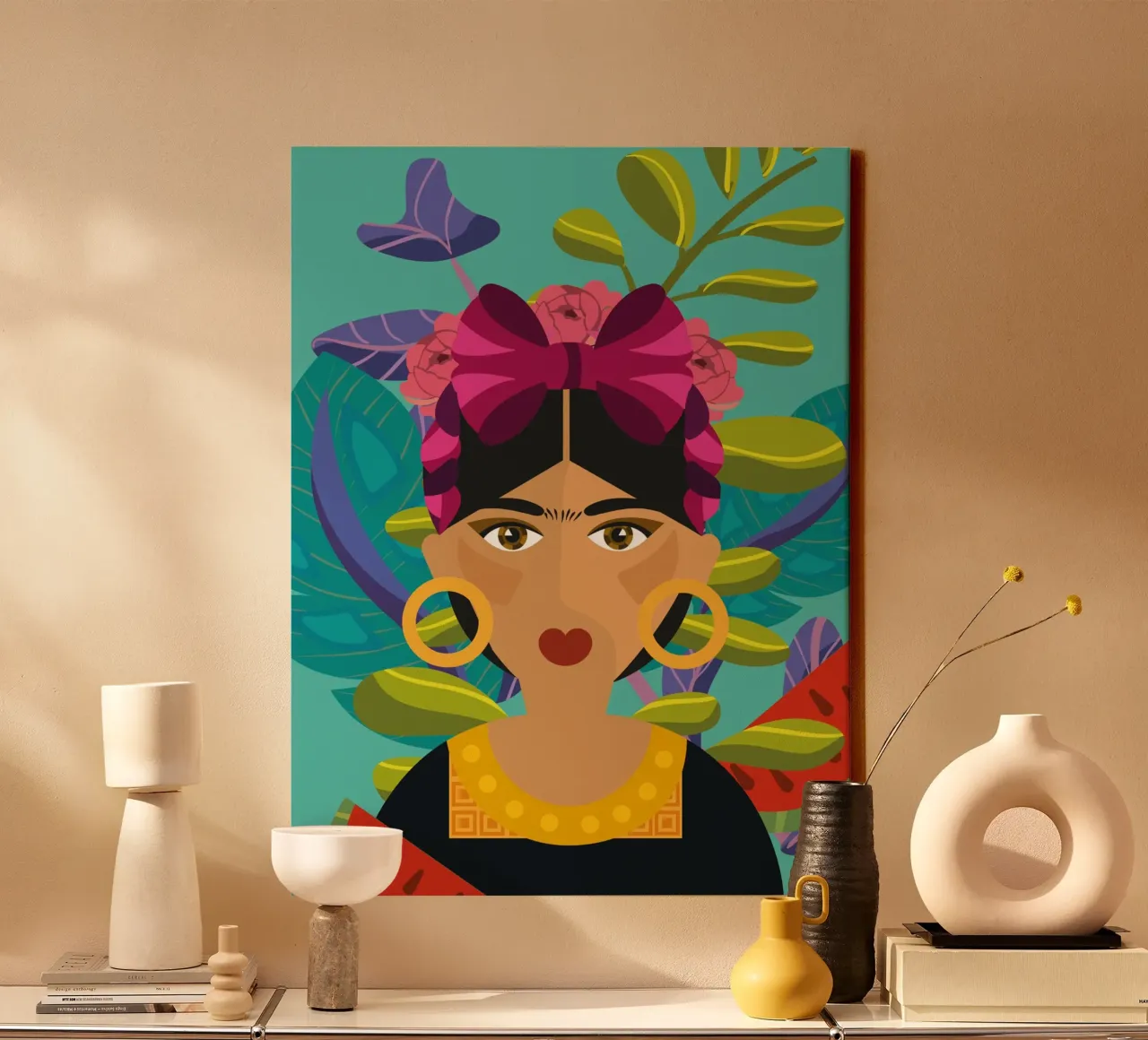 Frida Kahlo | Made in Mexico tela con Cornice a cassetta da Ana Paniagua Design