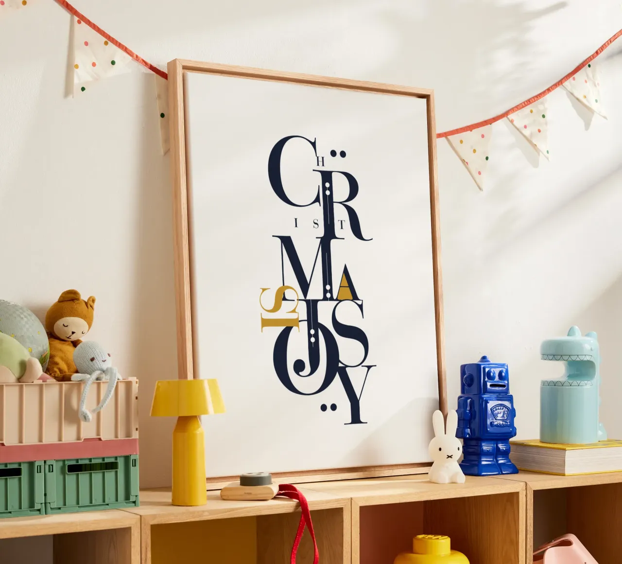 Christmas Is Joy 02 - White canvas met Baklijst van KHouse Studio