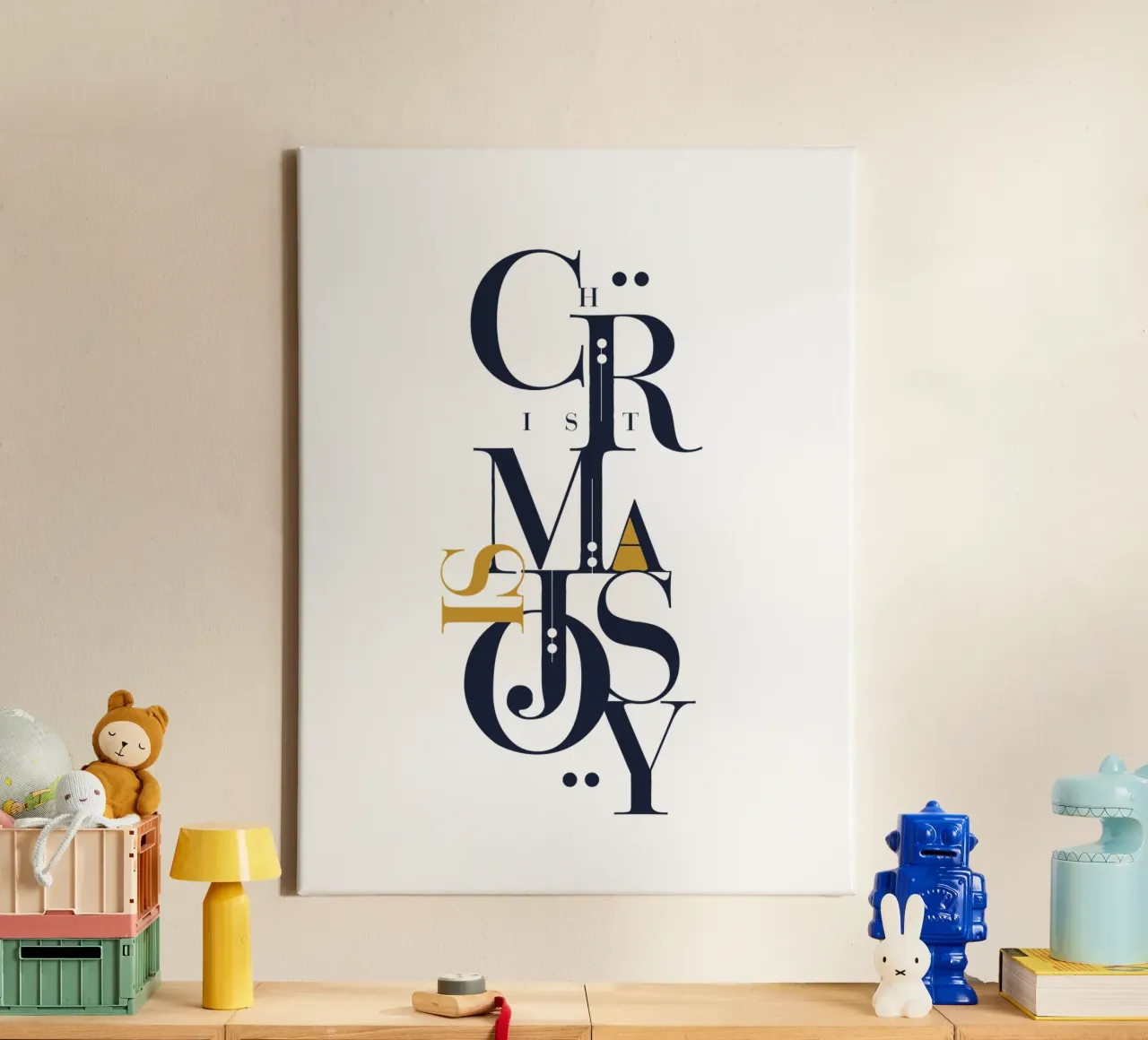 Christmas Is Joy 02 - White canvas met Baklijst van KHouse Studio
