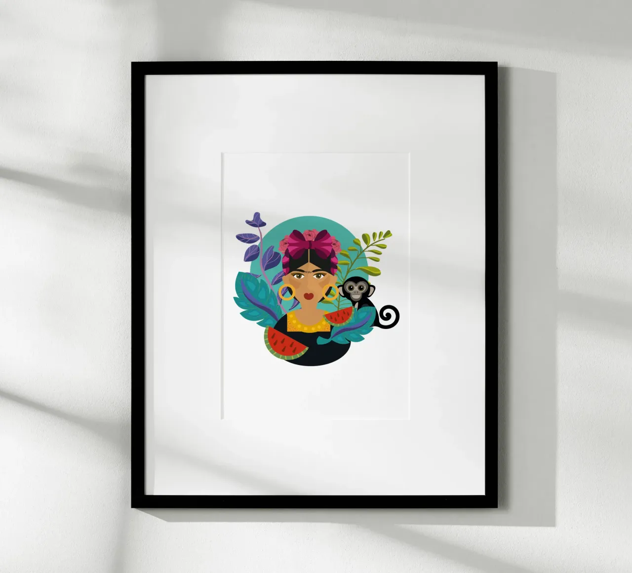 Frida Kahlo | Love Mexico poster with wooden frame by Ana Paniagua Design