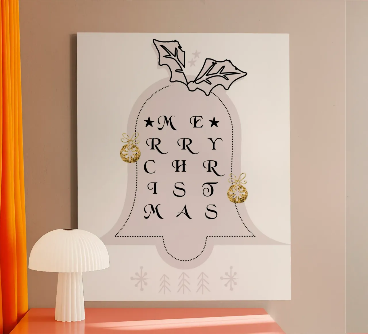 Merry Christmas - 01 canvas met Baklijst van KHouse Studio