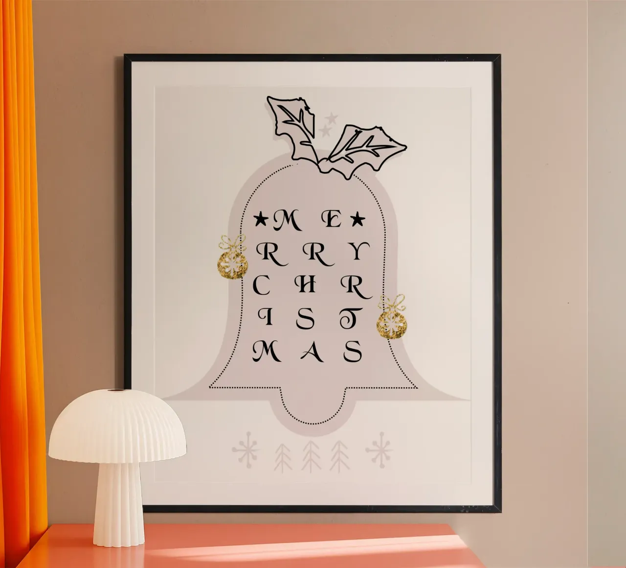 Merry Christmas - 01 poster con telaio in legno da KHouse Studio
