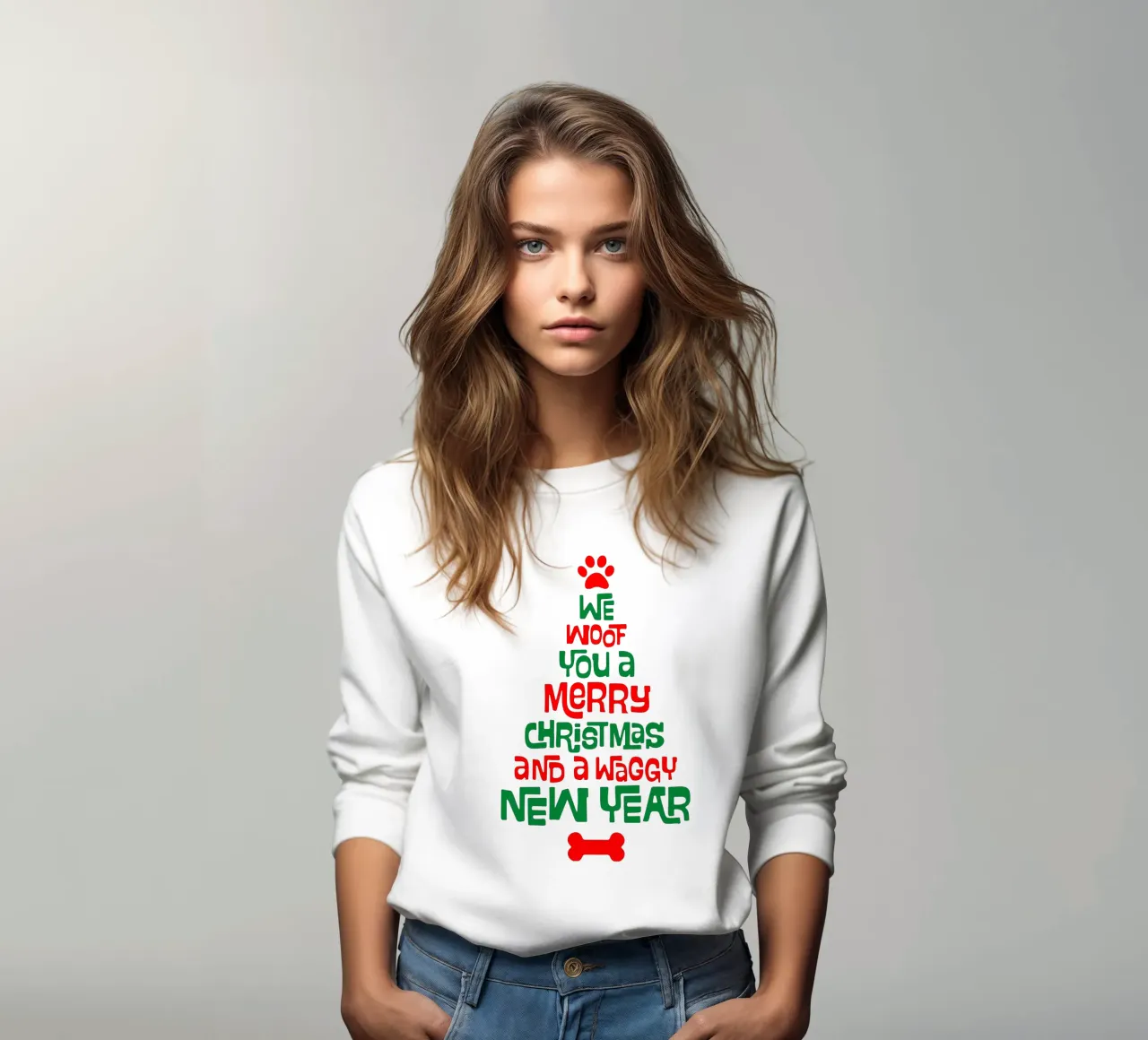 we woof you a merry christmas and a waggy new year sweatshirt by onefeelshop