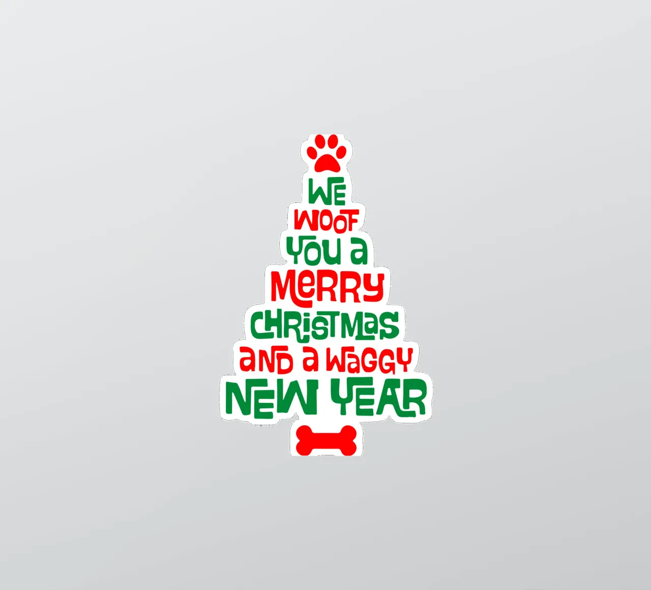 we woof you a merry christmas and a waggy new year sticker by onefeelshop