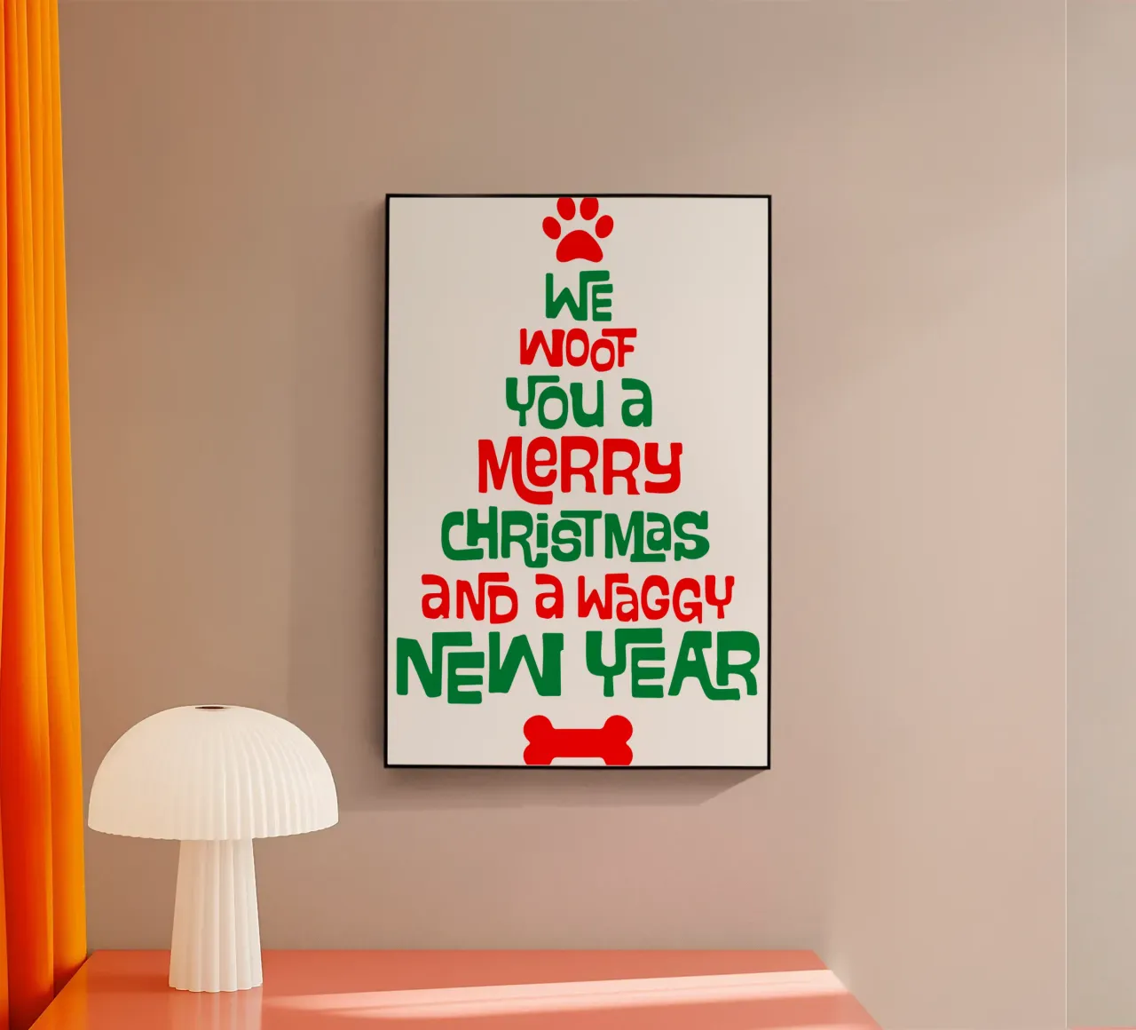 we woof you a merry christmas and a waggy new year acrylic glass by onefeelshop