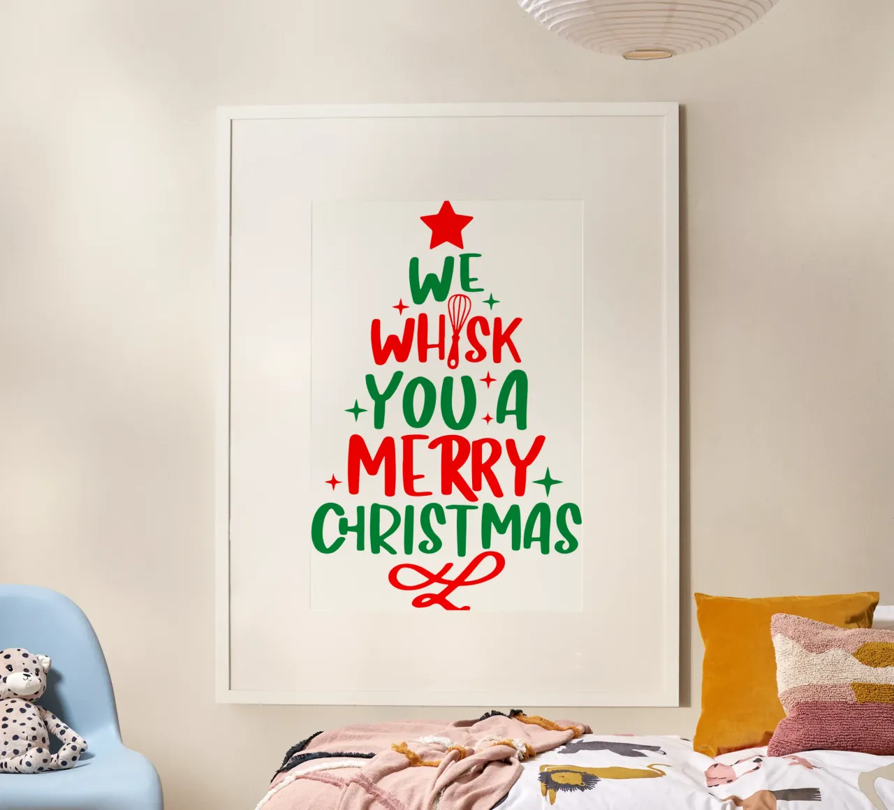 vi auguriamo un buon Natale poster con telaio in legno da onefeelshop
