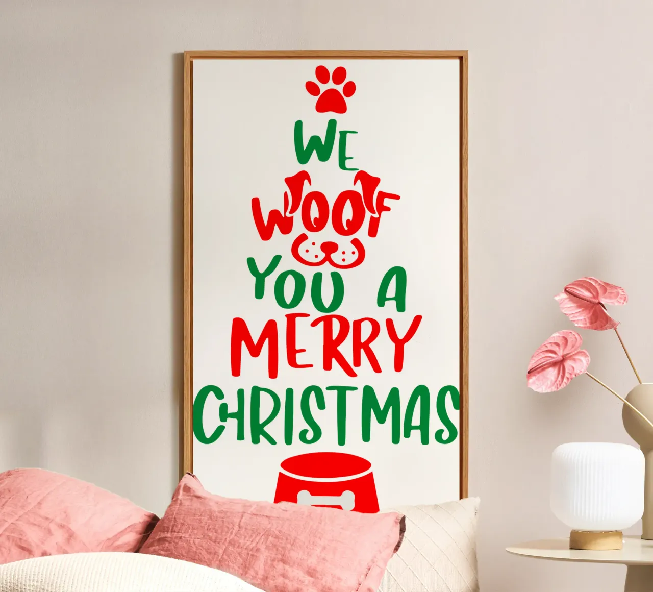 we woof you a merry christmas alu-dibond by onefeelshop