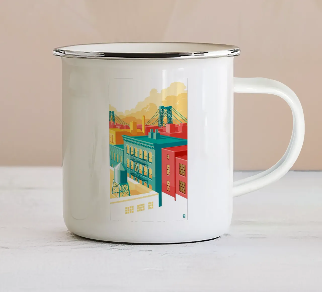 NYC Brooklyn e Williamsburg tazza in smalto da Remko Heemskerk
