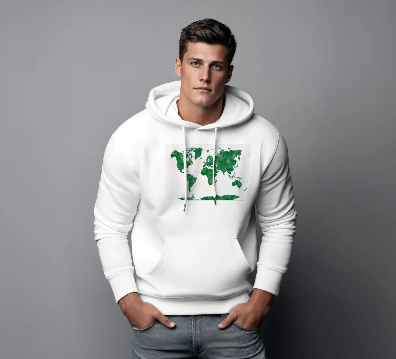 Mappa del mondo ad acquerello felpa con cappuccio da 🎁 ARTVI-SHOP