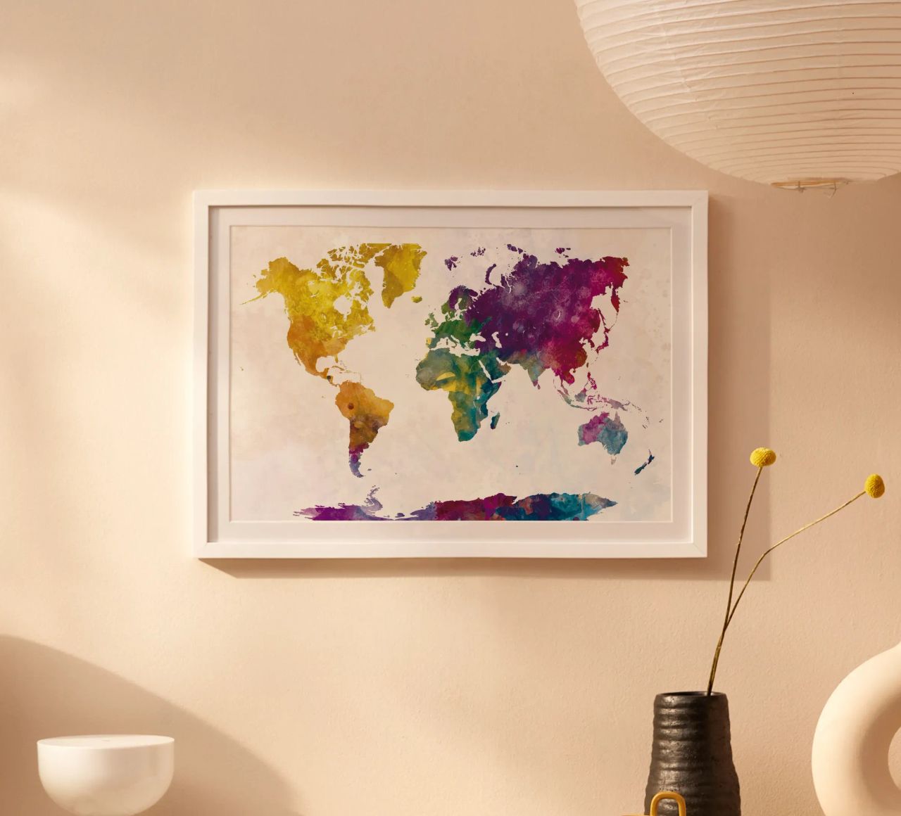 World map in watercolor poster by ARTVI-SHOP