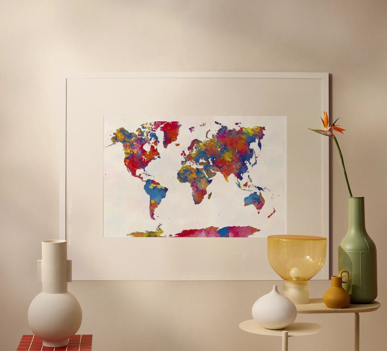 World map in watercolor poster by ARTVI-SHOP