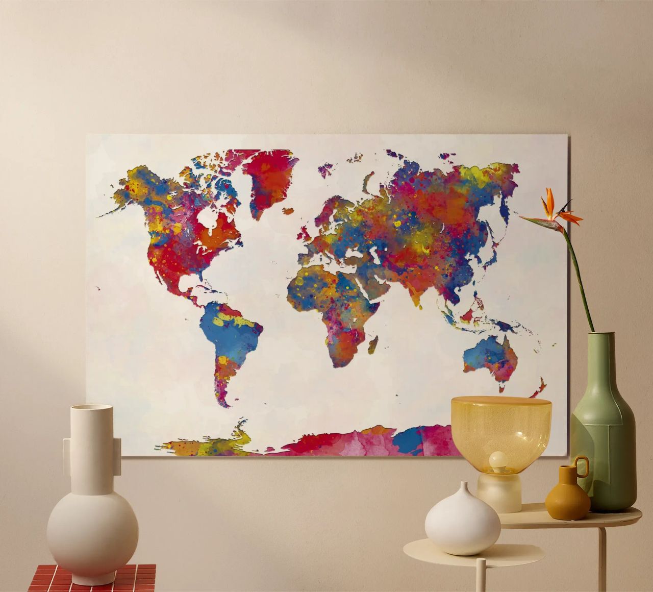 World map in watercolor poster by ARTVI-SHOP