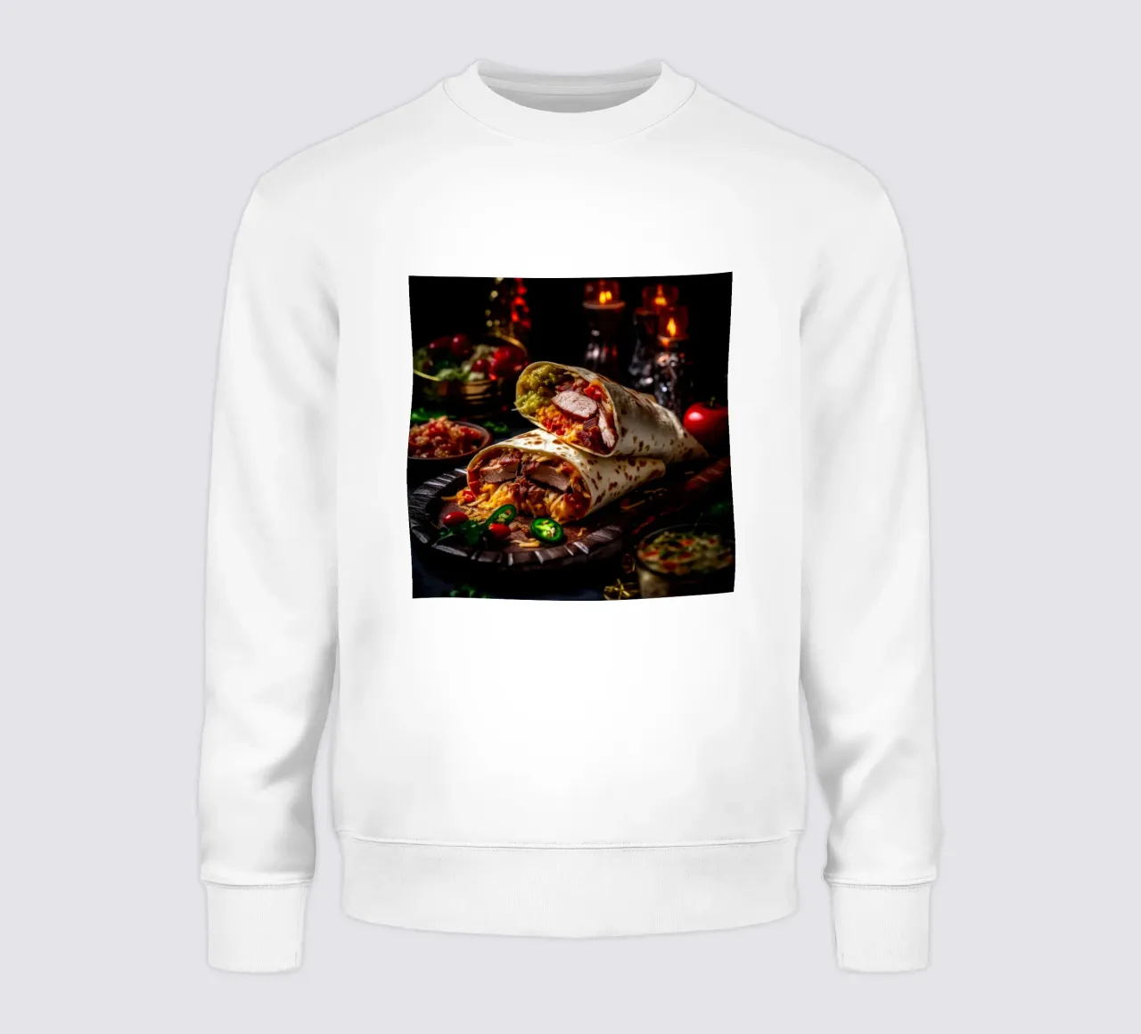 Burrito food art sweatshirt by Justyna Jaszke JBJart