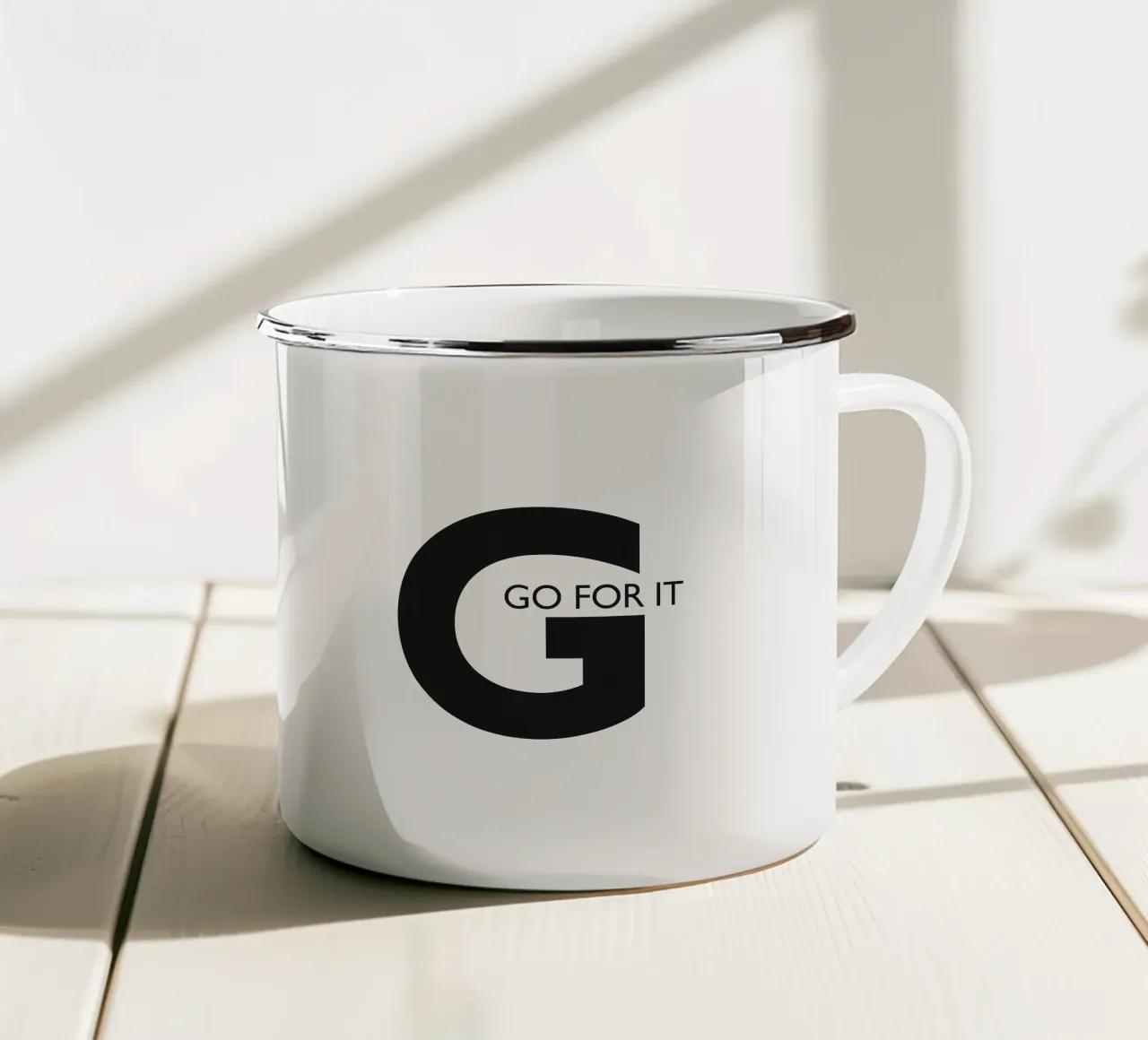 GO FOR IT Emaille Tasse von Meridian Design