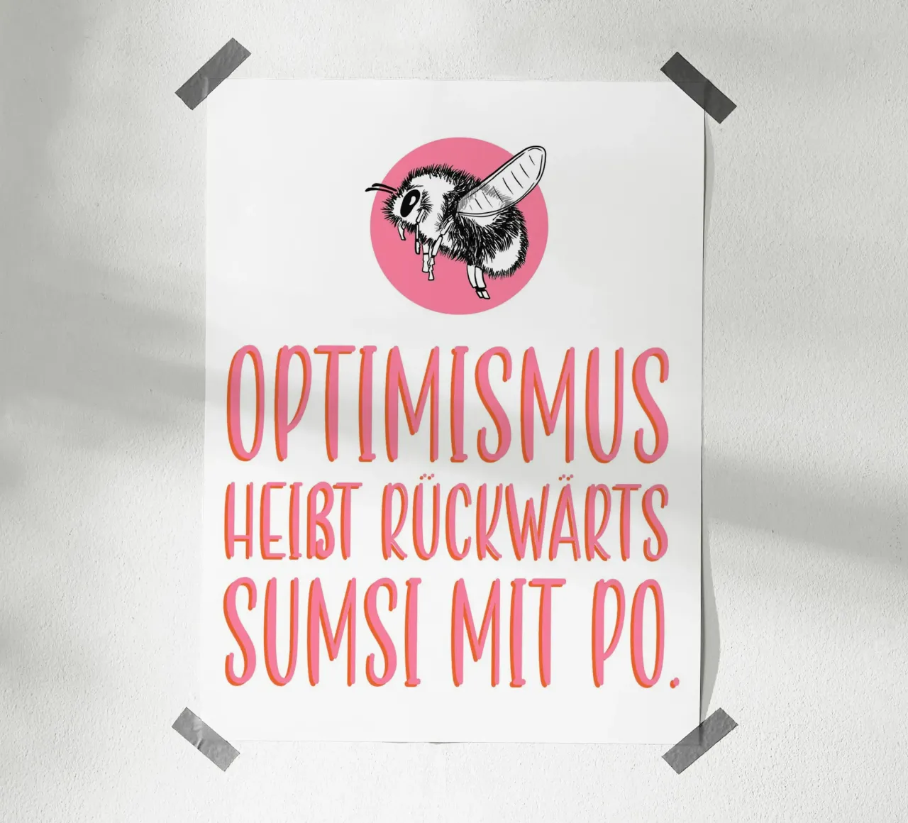Optimismus - Pink poster con telaio in plastica da BAINAI QUOTES