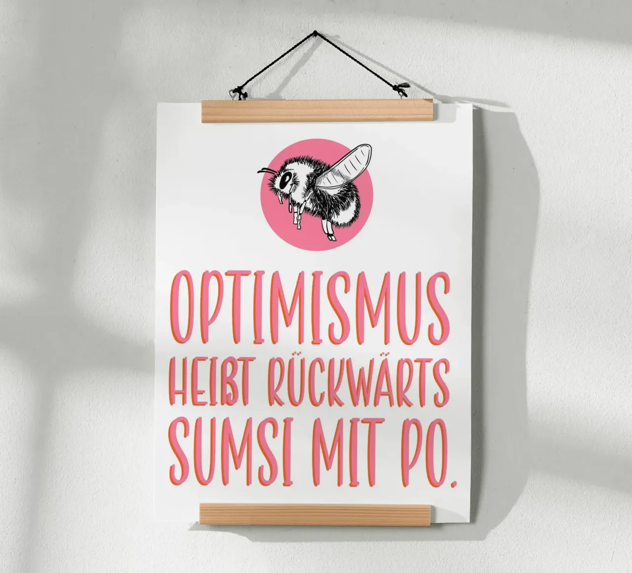 Optimismus - Pink poster con telaio in plastica da BAINAI QUOTES