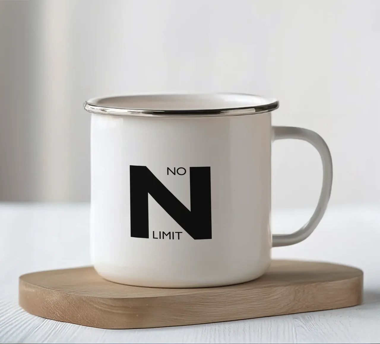 NO LIMIT enamel mug by Meridian Design