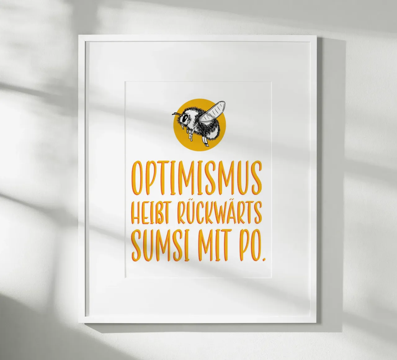 Optimismus - Gelb poster con telaio in alluminio da BAINAI QUOTES
