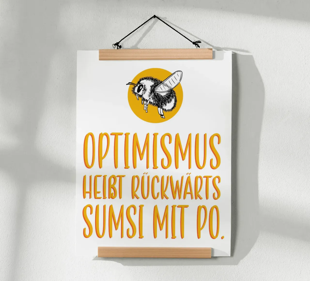 Optimismus - Gelb poster con telaio in alluminio da BAINAI QUOTES