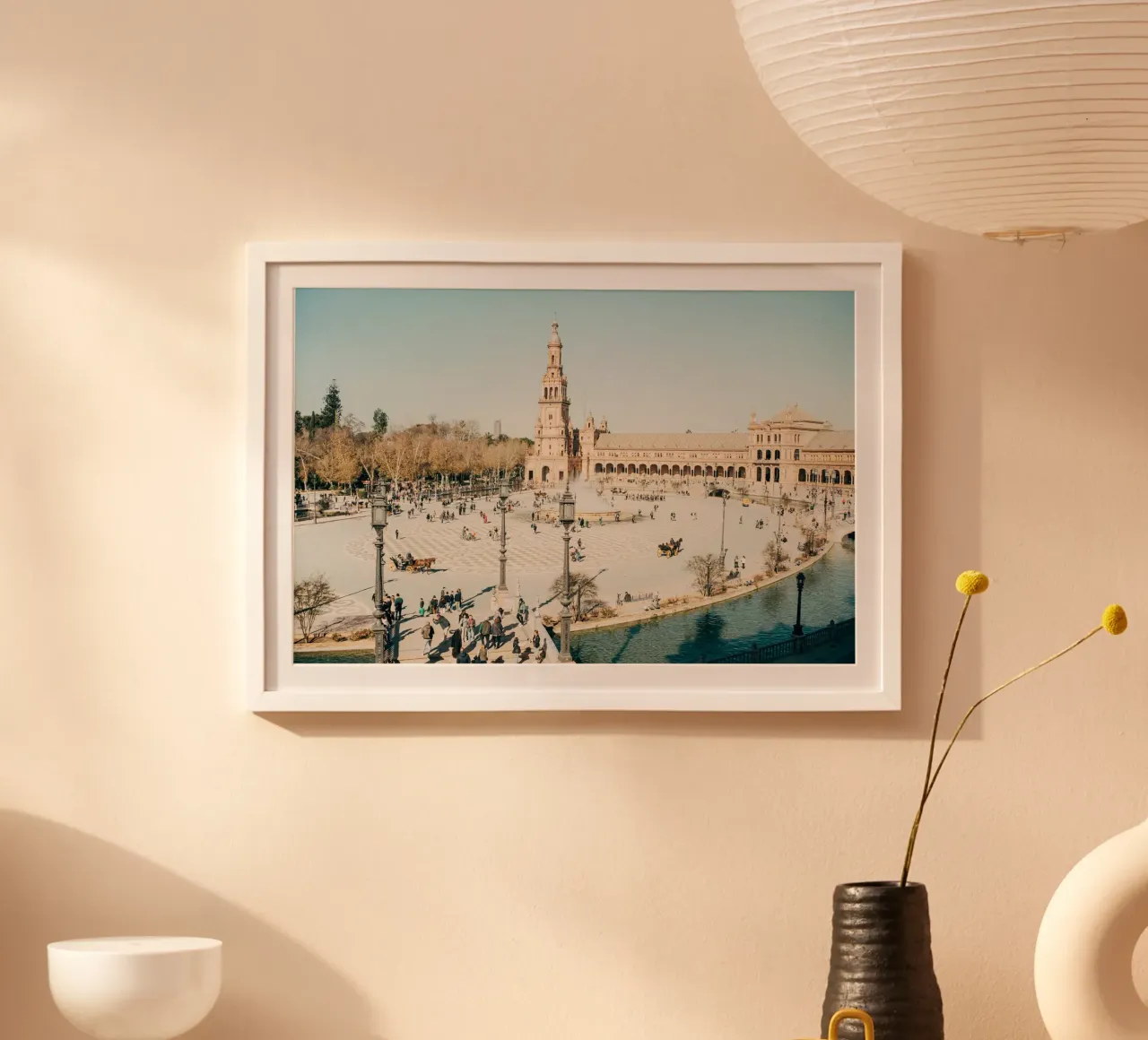 Plaza de Espana in Sevilla poster with plastic frame by patiphotography