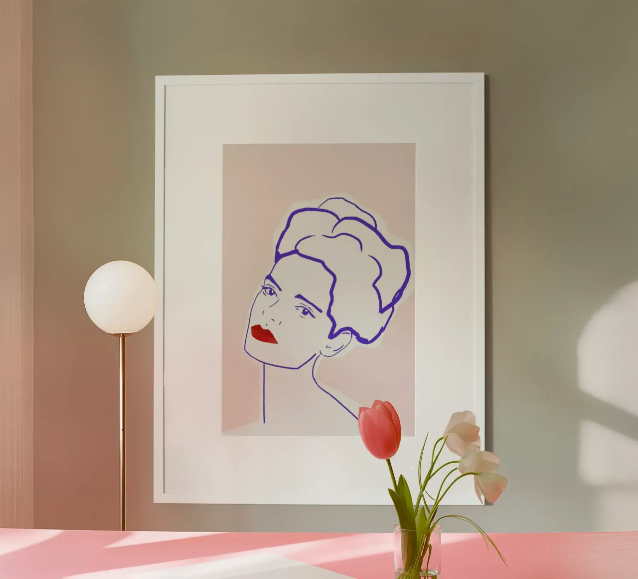 Girl With Red Lips poster con telaio in alluminio da Niina Pechkovskaya