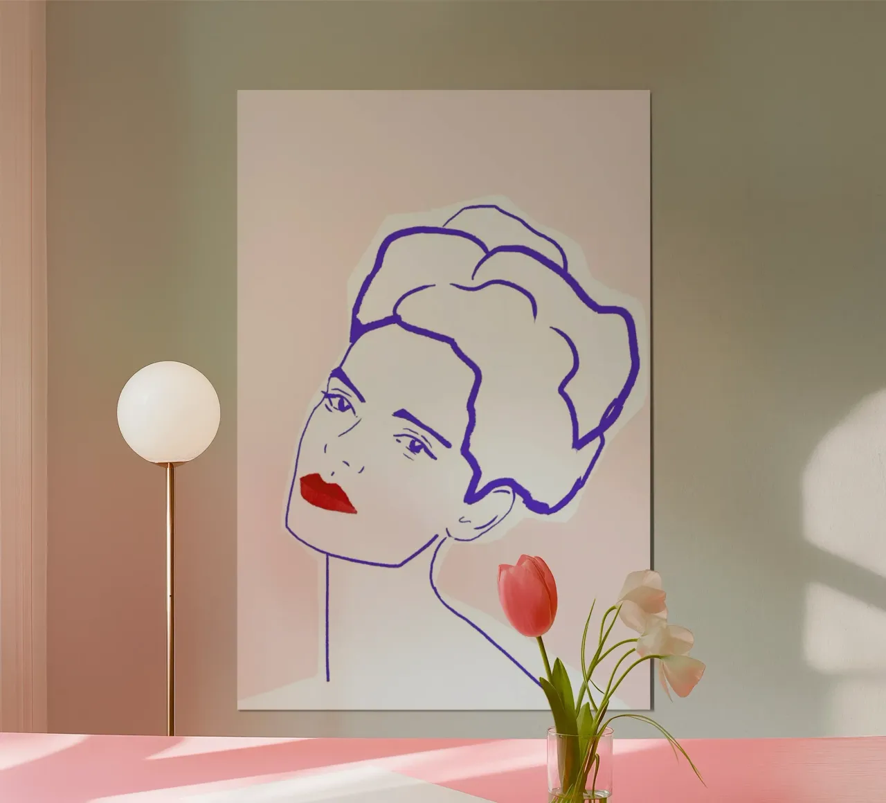 Girl With Red Lips poster con telaio in alluminio da Niina Pechkovskaya