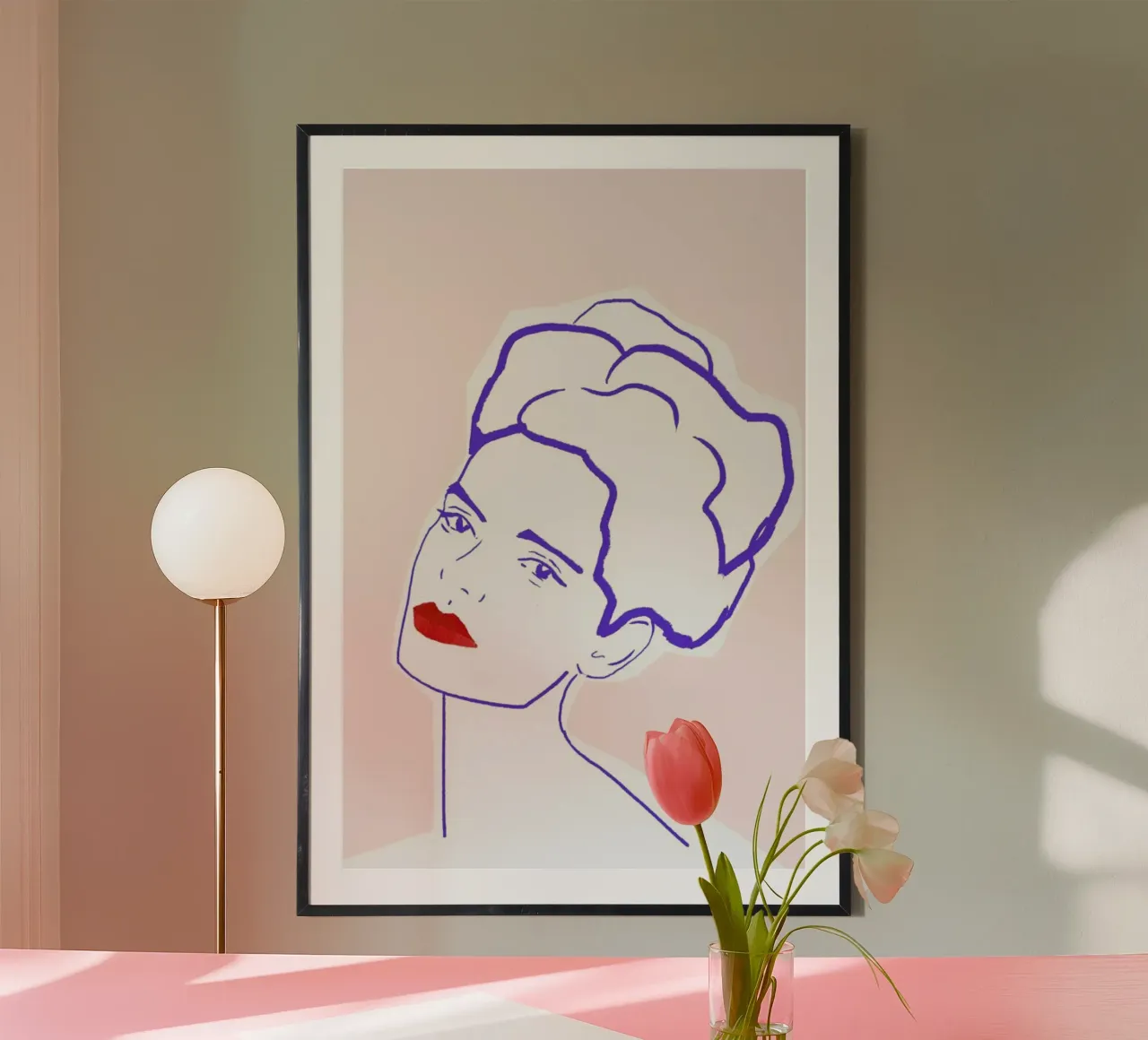 Girl With Red Lips poster con telaio in alluminio da Niina Pechkovskaya