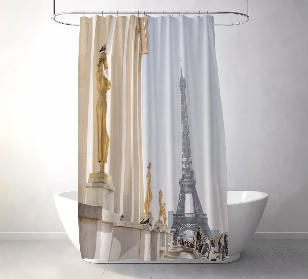 Golde Eiffel Tower douchegordijn van patiphotography