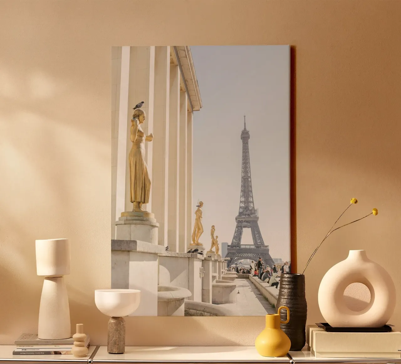 Golde Eiffel Tower canvas van patiphotography