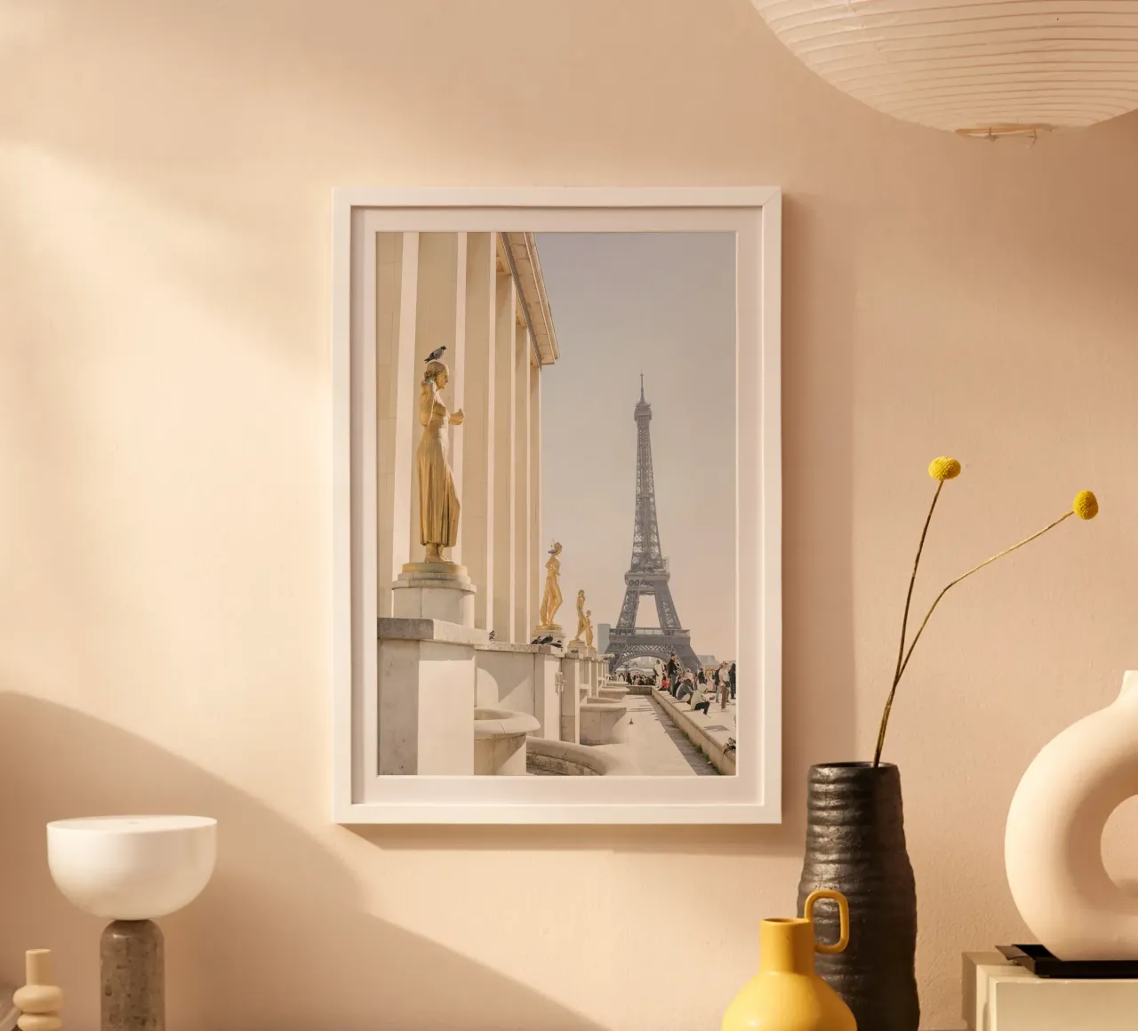 Golde Eiffel Tower poster van patiphotography