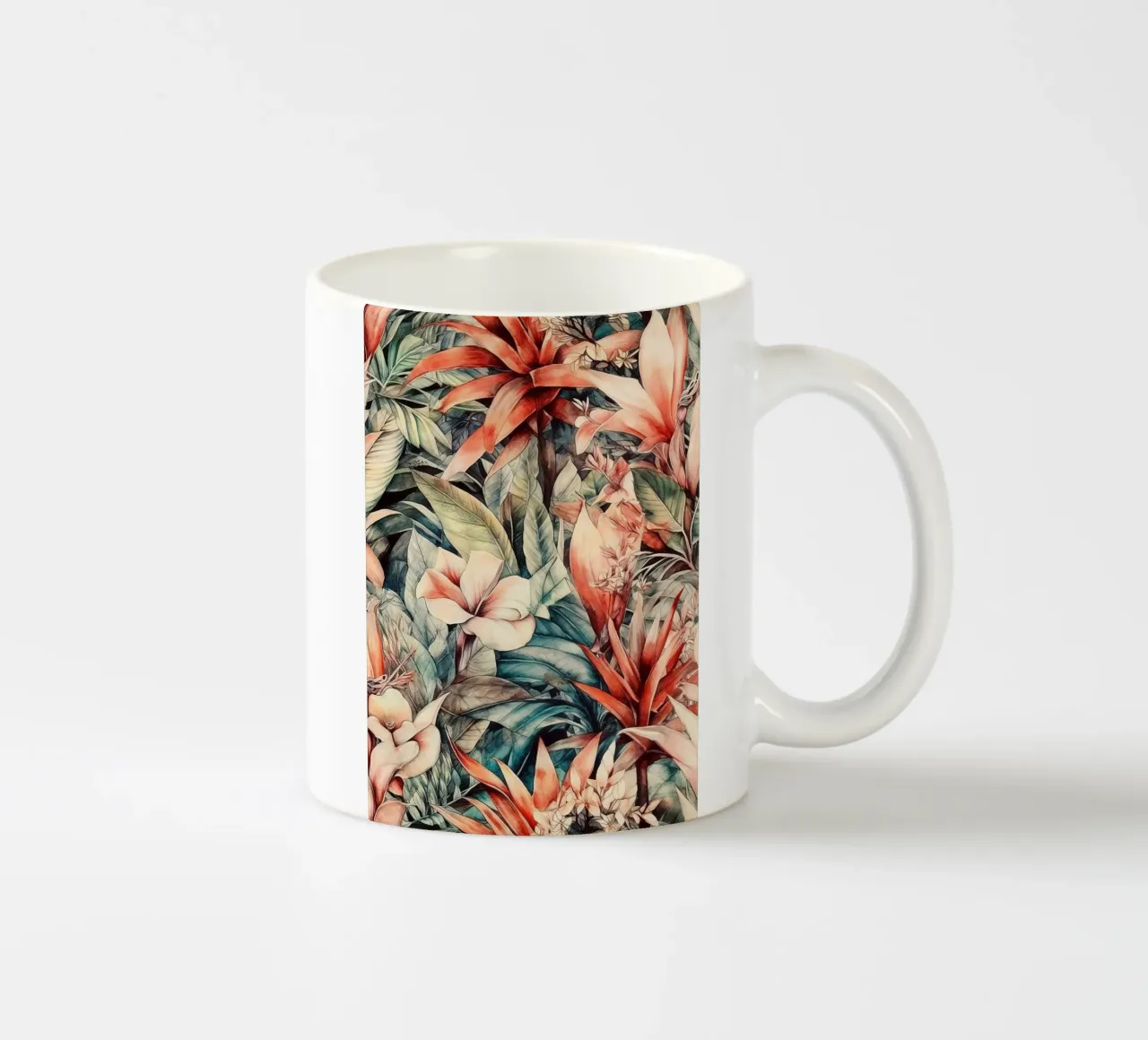 Palme e foglie tropicali tazza in ceramica da Justyna Jaszke JBJart