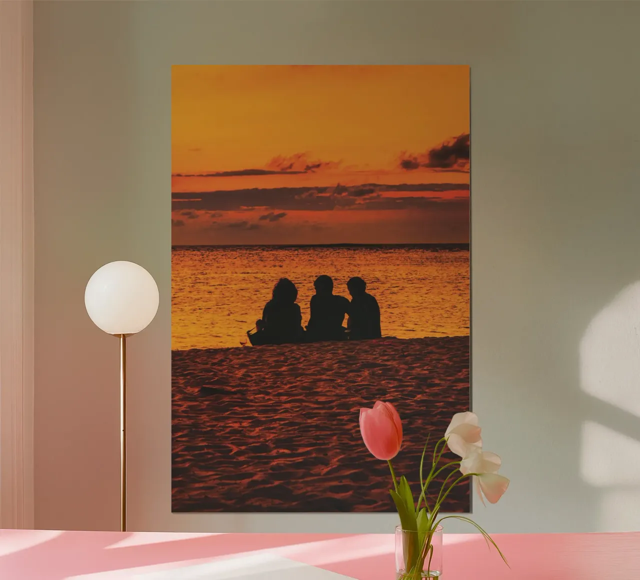 Vue sur le coucher de soleil dans les Caraïbes poster avec cadre en bois de Dave Hare Photography