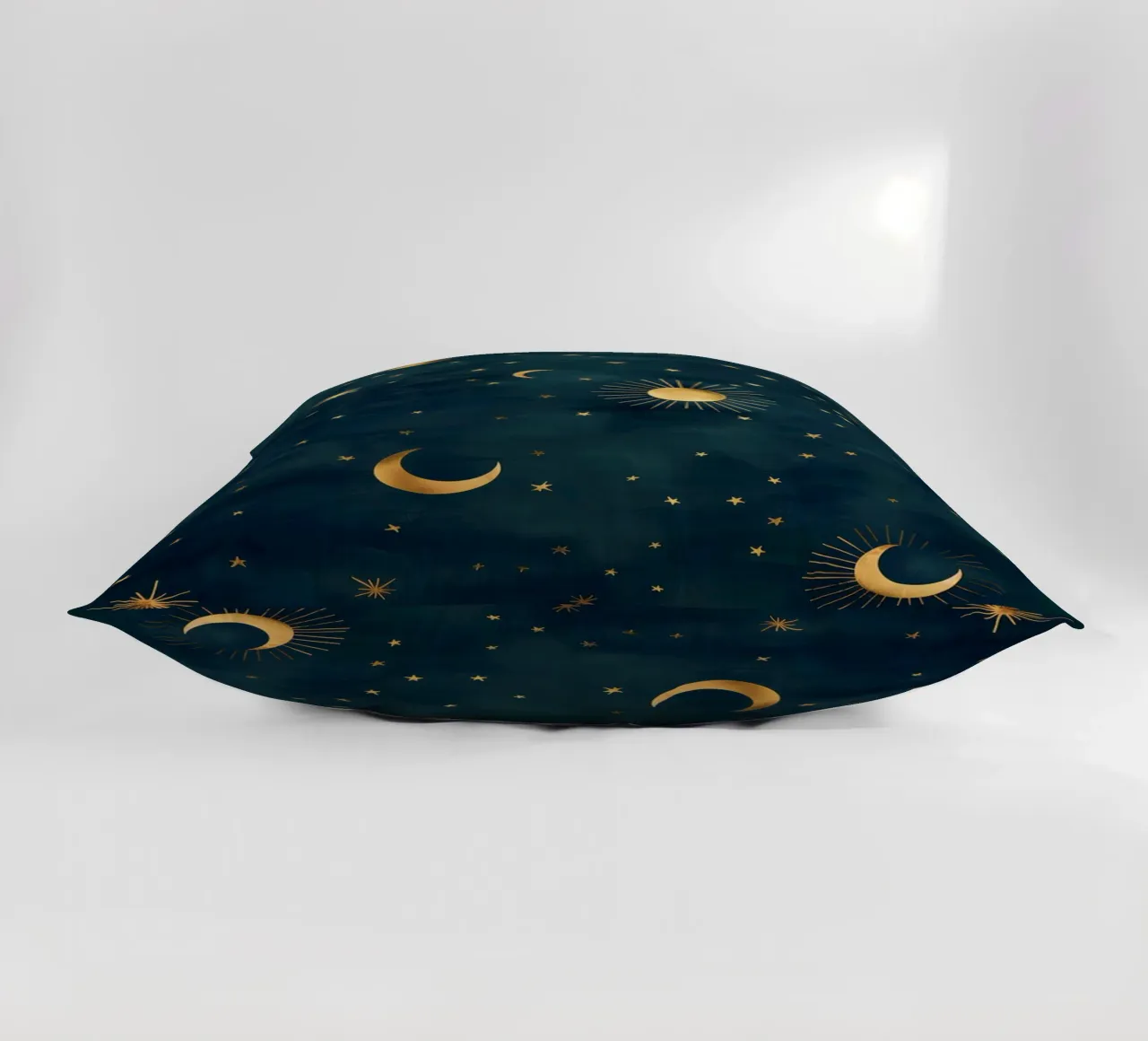 Golden Sun, Moon, and Stars- Radiating the Universes Light decorative cushion by Gentle Echoes Art
