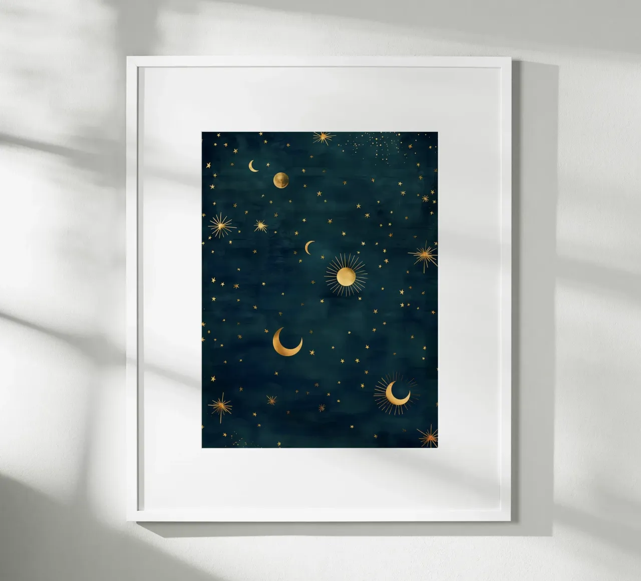 Soleil, lune et étoiles d'or - La lumière de l'univers rayonne hahnemühle de Gentle Echoes Art