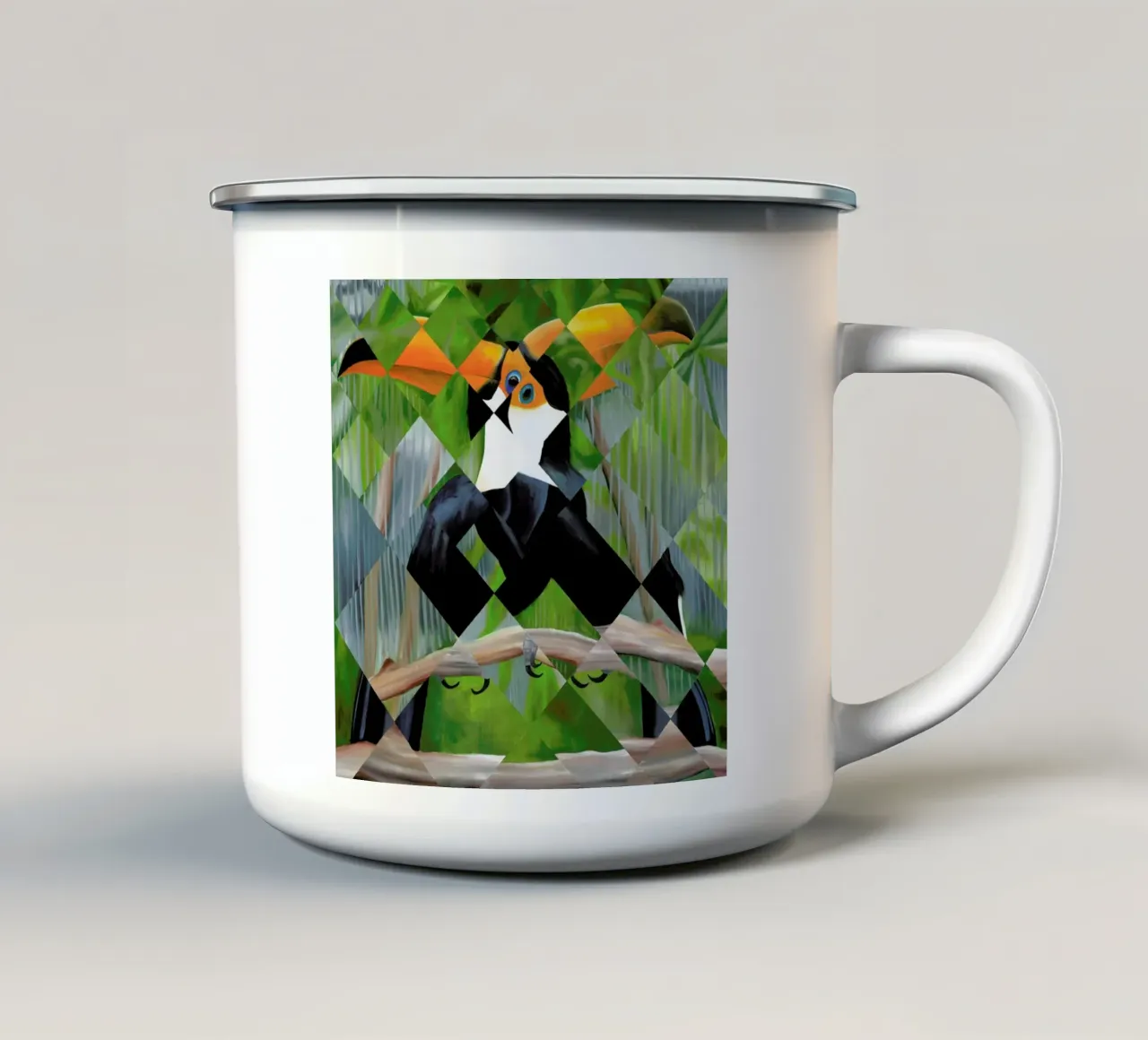 Toucan tazza in smalto da Allison Chaplin