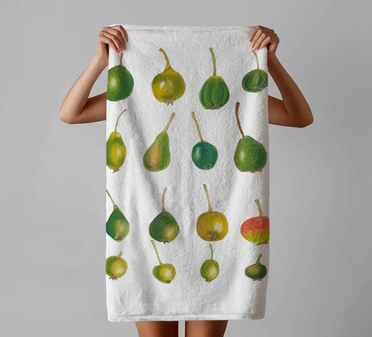 Vintage Botanical Art Plum Illustration in Earthy Tones towel by Studio Vintage