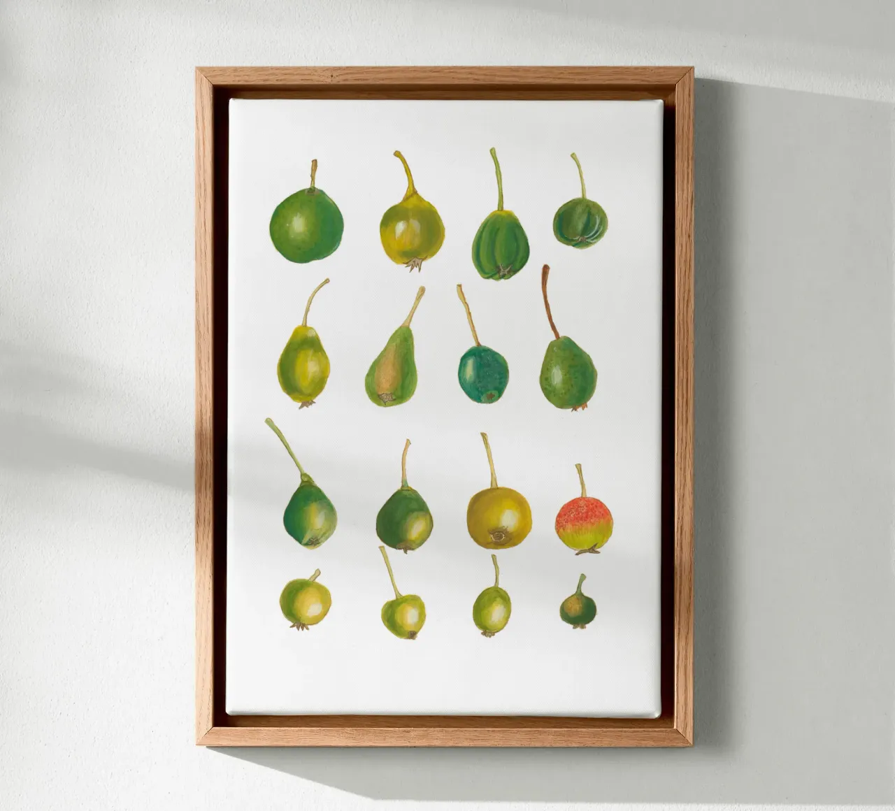 Vintage Botanische Kunst Pruim Illustratie in Aardetinten canvas met Baklijst van Studio Vintage