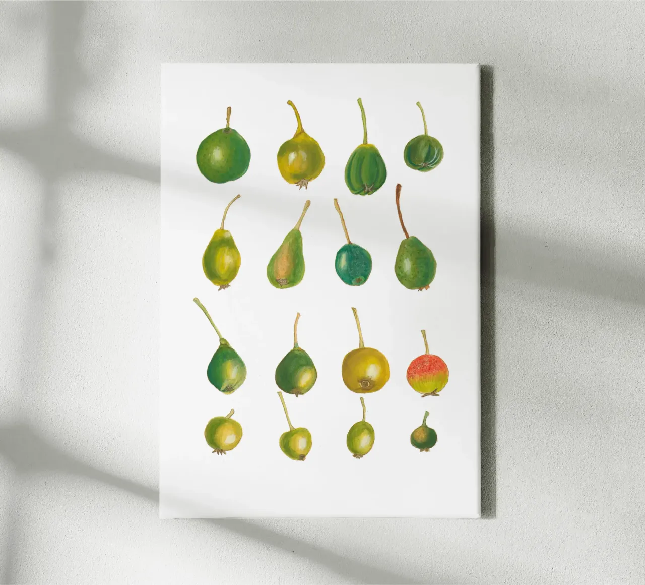 Vintage Botanische Kunst Pruim Illustratie in Aardetinten canvas met Baklijst van Studio Vintage