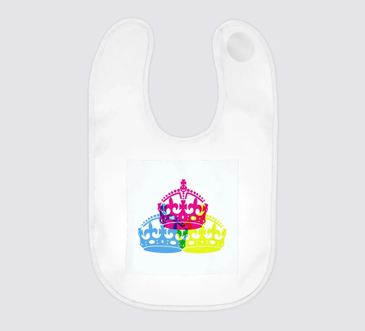 Colorful Crowns baby bib by JaySan Studio