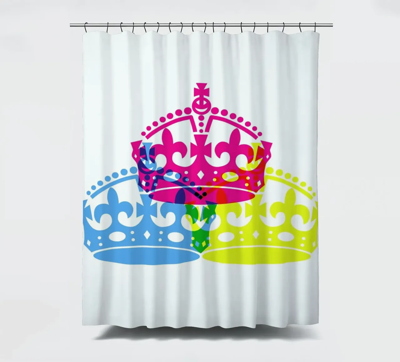 Colorful Crowns shower curtain by JaySan Studio