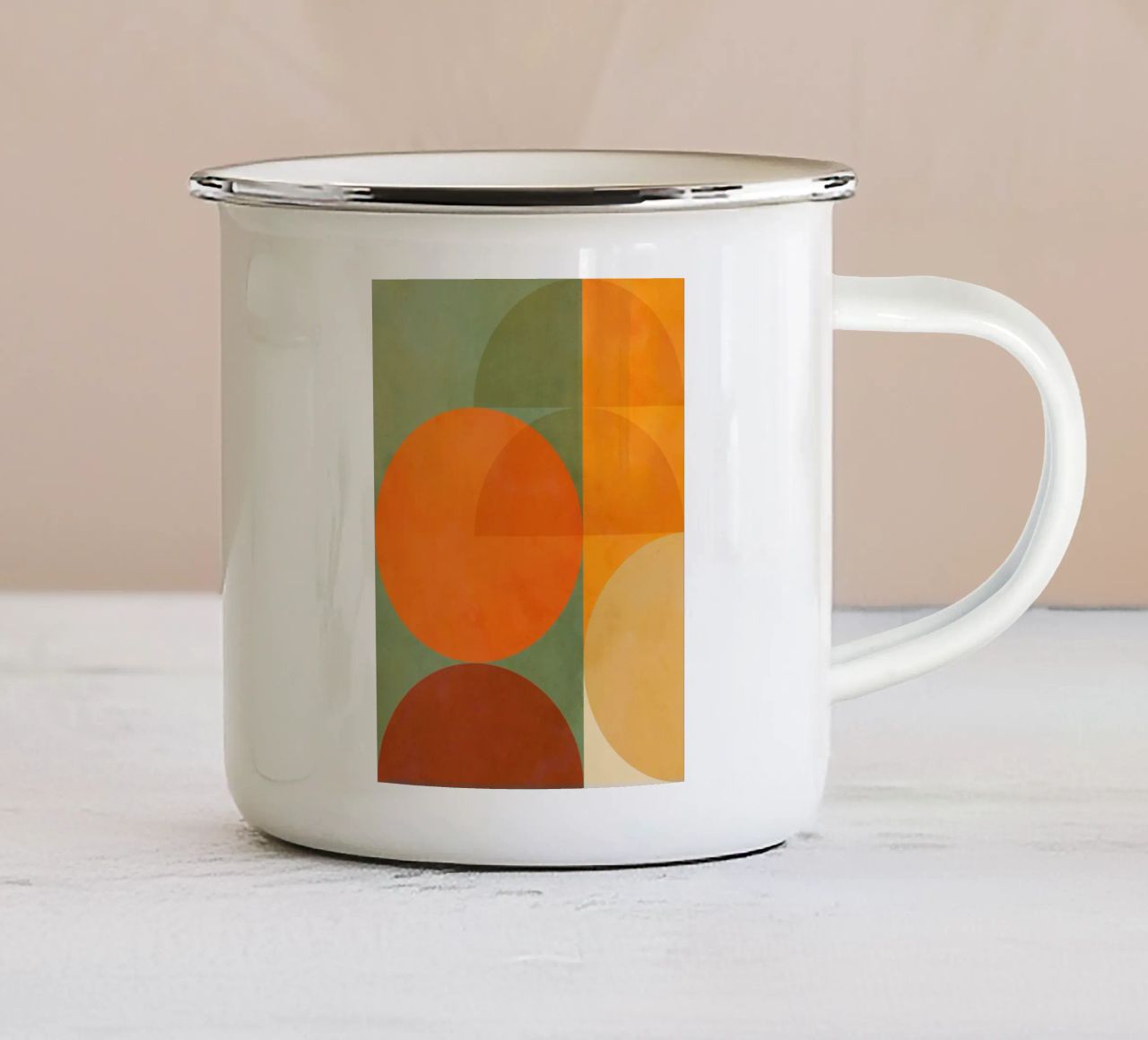 Minimal Abstract Fall - Geometria terrestre 1/2 tazza in smalto da Dominique Vari Abstract