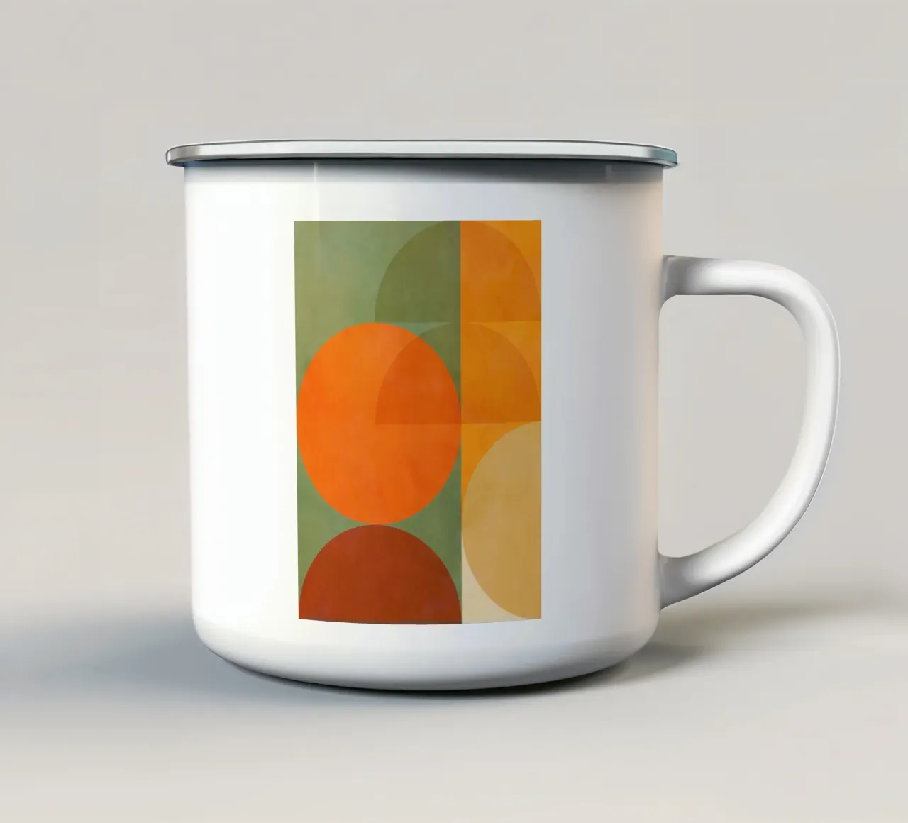 Minimal Abstract Fall - Erdige Geometrie 1/2 Emaille Tasse von Dominique Vari Abstract