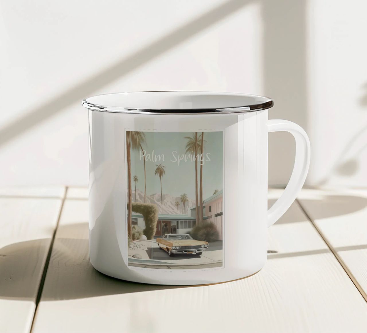 Palm Springs Nostalgia Pastello tazza in smalto da Carinaprint